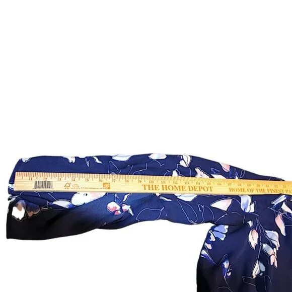 Westport Floral Chiffon Long Sleeve Wrap Dress Size 16 Blue Lightweight Elegant - Picture 7 of 7